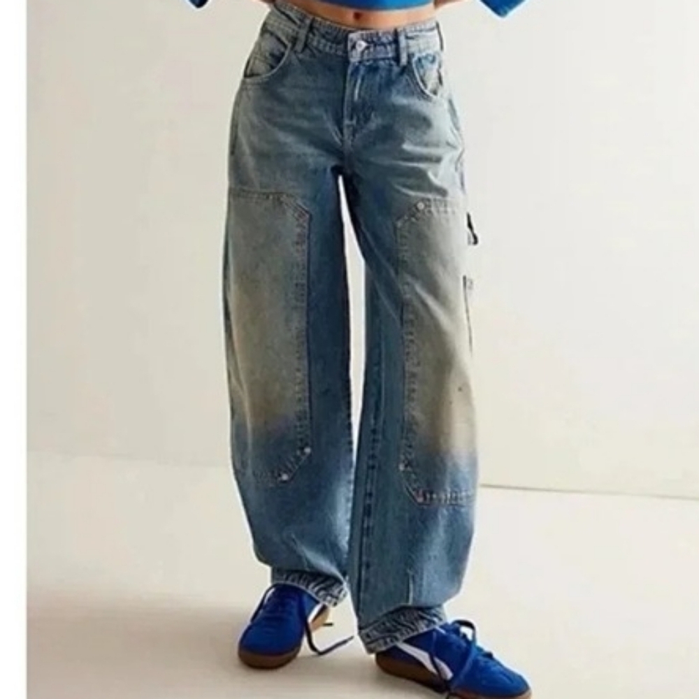 Free People Distressed Loren Highrise Carpenter Barrel Jean 30 NWT